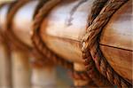 Rope, nail and wooden surface