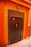 Detail of a beautifull door in the center of marrakesh in morocco