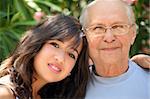 Young pretty woman and her grandfather
