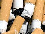 Closeup of cigarette butts