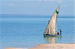 Traditional sail boat called a dhow, Vilanculos coastal sanctuary, Mozambique