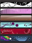 Vector - Many colorful banners with nature theme (floral, vines and retro).