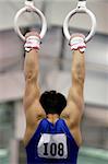 Gymnast competing on rings