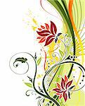 Grunge paint flower background with waves, element for design, vector illustration