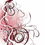 Grunge floral, heart background, vector illustration