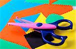 many colourful paper, cutting out scissors