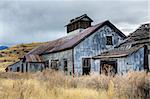 abandoned buildings from an old coal mine in rural montana, HDR