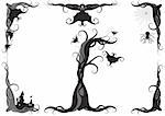 set of halloween vector ornament rules, corners and designs