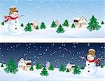 Vector illustration - snowman whis winter background