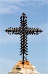 Wrought iron cross on the church of Natzaret in Tarragona, Catalonia, Spain