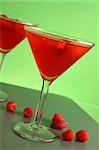 Raspberry Martini with fresh raspberries