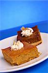 Two pumpkin cakes on a plate