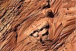 Aerial of textured red rock in desert of Arizona, USA.