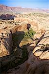 Aerial of desert canyon landscape in Utah, USA.