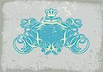 An heraldic titling frame, blank so you can add your own images. Grunge background .  Vector illustration.