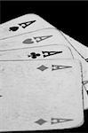 playing cards of four aces black and white