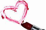 Lipstick and an heart on white