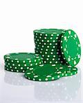 Green Gambling Chips Isolated on White