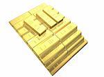 3d rendered illustration from packs of gold bars