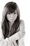 Young Japanese woman with beautiful eyes (duotone)