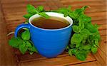 mint tea with fresh peppermint leaves.