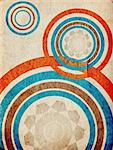 Abstract trendy retro circles in vintage paper background
