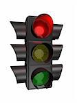 3 rendered illustration of a black traffic light