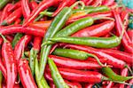 Red and Green Chilies on Display