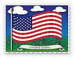 Stamp with flag from United States- Vector