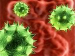 3d rendered illustration of three isolated viruses