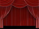 3d rendered illustration of a red theatre curtain