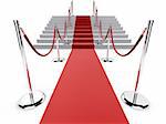 3d rendered illustration of a red carpet and metal barriers