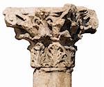 Roman citadel in Amman, Jordan. Column detail. Clipping path included. Corinthian column type.