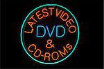 Latest Video, DVD, & CD-ROMS neon sign on black