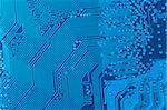 macro of blue circuit board