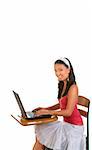 College student girl sitting by desk with laptop