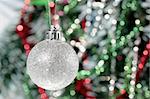 Christmas decoration - silver ball and calor tinsel