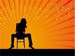 Girl Sitting on the chair Pose vector background illustration