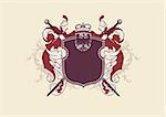 An heraldic shield or badge, blank so you can add your own images.  Vector illustration