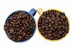 two cups of coffe-grain on white background