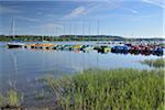 Sailboats and Pedal Boats, Sudufer, Mohnetalsperre, Mohnesee, North Rhine-Westphalia, Germany