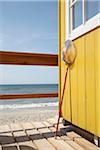 NET sur le porche de la cabane de plage, Hornum, Allemagne