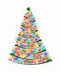christmas tree drawn by white, red, yellow, orange, pink, violet, green and blue lights isolated