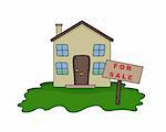 Illustrated House with For Sale sign