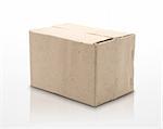 single old carton box, isolated on a white grey background