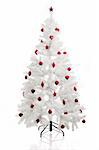 Christmas white tree with red ornaments