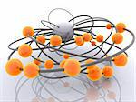 3d rendered illustration of grey wires with orange balls