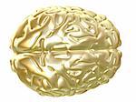 3d rendered illustration of a golden human brain