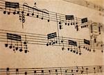 Old vintage musical page close-up