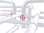 3d rendered illustration of pipelines with a red valve